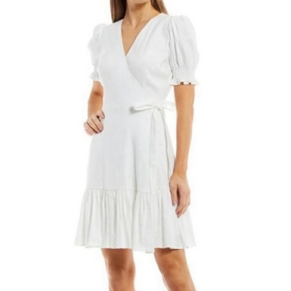 ANTONIO MELANI CLEO WRAP DRESS PUFF SLEEVE WHITE SIZE M